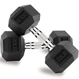 Gymnastics Power Hex Dumbbells 20 LB Pair Exercise & Fitness Weights Dumbbell For Women & Men 20 Pound Free Rubber weights Set