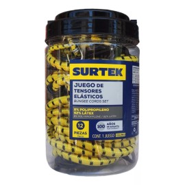 Surtek Juego De 12 Tensores Elásticos, Con Ganchos De Acero Surtek