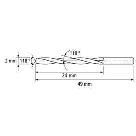 PFERD 25203513 Spiral Drill Steel, Pack of 10, Diameter 2.0 mm, HSS-G N, DIN 338, 118°, Universal Use, Diameter 2 mm