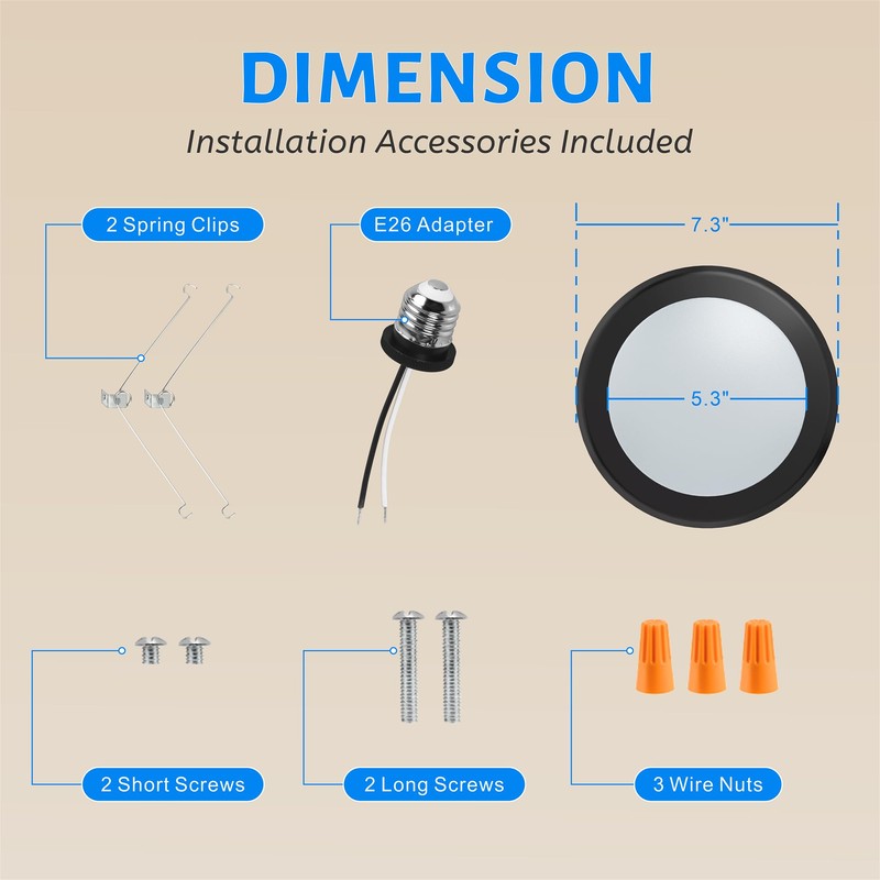 ECOELER Dimmable LED Disc Light, 3000K/4000K/5000K Selectable Surface Mount Ceiling