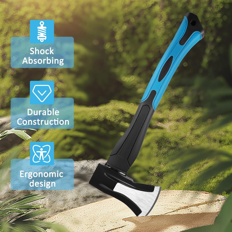 Splitting Axe, 15” Camping Outdoor Hatchet for Wood Splitting and