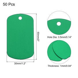 Rebower Aluminum Blank Tags Engraving Metal Stamping Blanks,[for Number Tag, Dog Tag,Pendant Decoration] - 2 x 1.2 Inch/Green / 50 Pcs