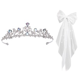 1 Piece Of Crown Headband, 1 Piece Of Veil Hairpin, Women'S Hair Accessories, Bridal Headpiece, Wedding Clothing Headpiece