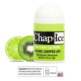 Chap-Ice® | 12-Count Mini Kiwi Lime Lip Balm | Lip Balm Pack Fortified with Vitamin E for Dry, Cracked Lips | Made in USA | 12-Count Mini Lip Balm with Kiwi Lime Flavor (0.10oz/3g Each)