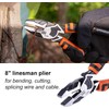 Vanquish 8 Inch Linemans Pliers High-Leverage Linesman Pliers with Side