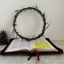 Crown of Thorns Hanging Jesus Plastic 8-10" Church Ornament Christmas Flower with Decoration