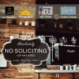 Absolutely No Soliciting of Any Kind Signs,(2 Pack) RAMIEYOO Designer Acrylic Smoke Free Signs,Double Sided Tape,Easy Installation,Great for Home,Buiness,Indoor/Outdoor Use