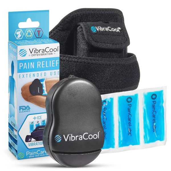 VibraCool® Vibrational Cryotherapy | High Frequency Vibration & Ice | Pain Relief for Knees & Headaches | Extended 28" Strap