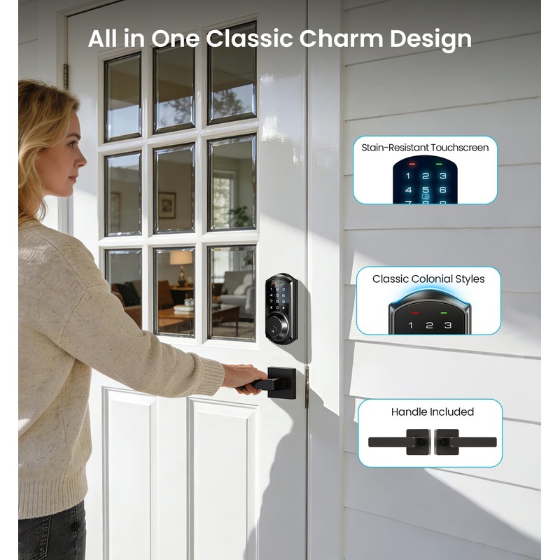 Veise VE06-L Smart Locks with 2 Lever Handle Set, App