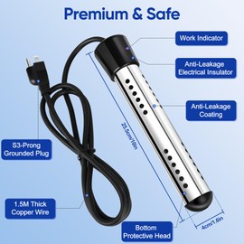 Yimserk Portable Shower with Water Heater–Camping Shower Pump with 8000mAh Battery, 5-Speed Settings, LCD Display, 6L/min, IPX8–Portable Shower Head for Camping, Hiking, Car, Pets