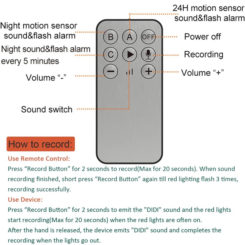 keeda Solar Motion Sensor Alarm 129dB Recording Shed Alarm with