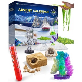 Japace Science Advent Calendar 2025 for Girls Boys, Christmas Gifts for Kids Age 4-6-8-12, Science Kits with 24 Cool Experiments, Christmas Countdown Calendar, STEM Projects for Kids Age 8-12