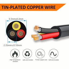 CARLITS 16 Gauge 3 Conductor Electrical Wire, 50FT 16 AWG Stranded Low Voltage 16/3 Cable Tinned Copper, Flexible Extension Power Cord for LED Lamp