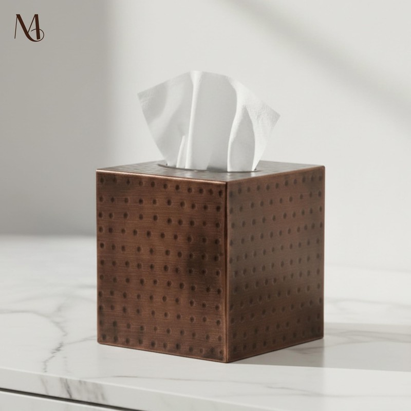 Monarch Abode Tissue Box Cover Square – Hand Hammered Antique