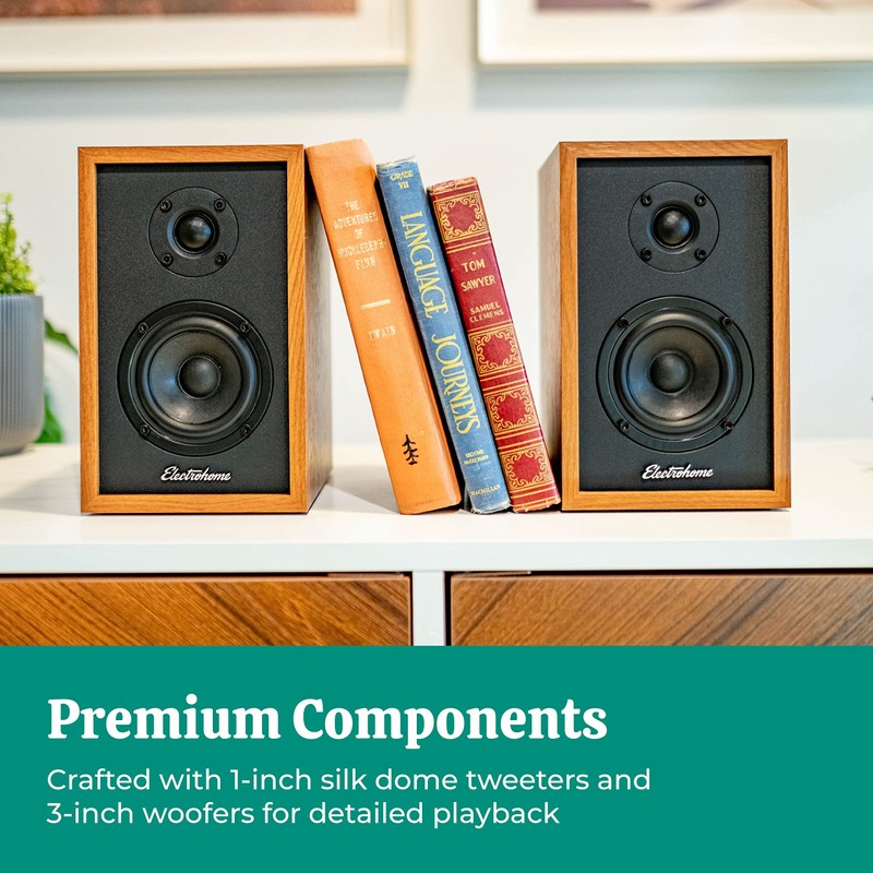 Electrohome Berkeley 2.0 Stereo Powered Bookshelf Speakers with Built-in Amplifier