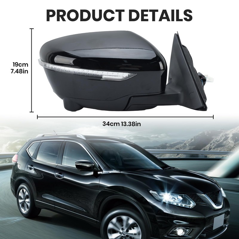 VANLOGY Right Passenger Side Mirror Compatible with Nissan Rogue 2014-2020