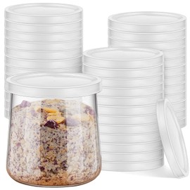 Tessco Yogurt Container Lids Clear Plastic Yogurt Jar Lids Not Included Jar Replacement Yogurt Covers Lids Compatible with Oui Yogurt Jars(36 Pieces)