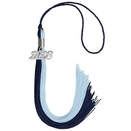 Endea Graduation Double Color Tassel with Silver Date Drop (Dark Navy Blue/Light Blue, 2028)