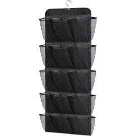 MISSLO 30 Large Pockets Dual Sided Hanging Shoe Rack for Closet Organizer with Rotating Hanger Hanging Shoe Shelves, Black