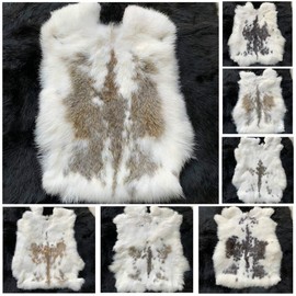 Natural Spotted Tanned Real Rabbit Skin Fur Pelts Hide Decorative (10'' by 12'') 2Pack