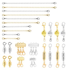 26pcs Necklace Extender & Magnetic Jewelry Clasp, Multiple Styles Necklace Layering Clasps for Easier Wearing Jewelry Repair for Bracelet Anklet