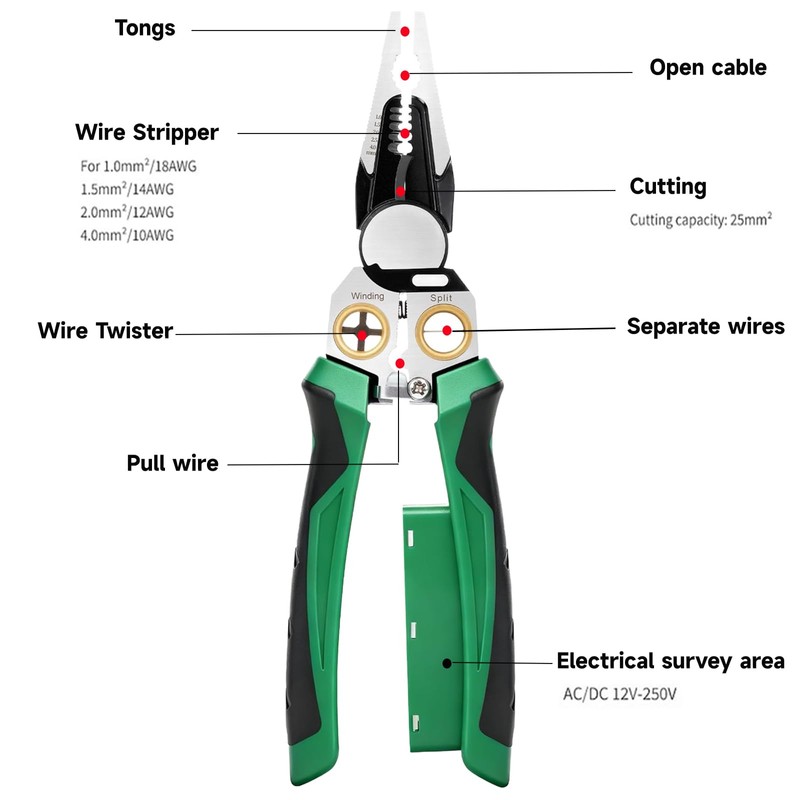 NENOWOND 2025 Upgraded 8-in-1 Wire Stripper with Voltage Tester –