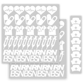 2Sheets Nursing School Graduation Stickers Class of 2025 Decals Graduation RN BSN Decorations for Nurse Future Nurse Grad Party Medical RN Theme Party Supplies(White)