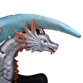 Metal Dragon Hanging Decoration Tree Ornaments Figurines, Dragon Moon Hugger Wall Plaques Statues, Outdoor Sculptures Art for Patio Lawn Deck Pool Yard Stump Branches Porch Balcony Garden Decor