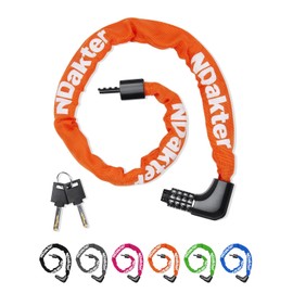 NDakter Bike Locks,4.28Ft Bike Chain Lock with 2 Ways to Unlock,4 Digit Combination Heavy Duty Anti-Theft Bicycle Lock with 2 Keys,High Security Scooter Locks for Ebike,Electric,Motorcycle,Door