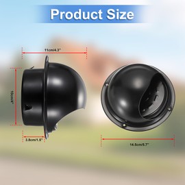 4 Inch Stainless Steel Outside Dryer Vent Cover with Check Valve, Round Rainproof Wall Vent Home Ventilation, Auto-Open Dryer Exhaust Vent for Bathroom, Kitchen, Living Room, RV (Black)