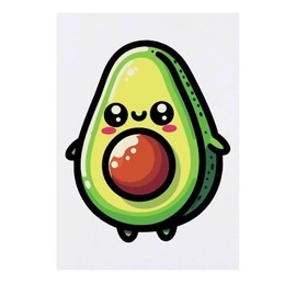 'Cute Kawaii Avocado' Temporary Tattoo - Water Resistant, Skin-Safe, Non-Toxic Transfer (TO00075809)