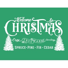 Welcome to Christmas Self-Adhesive Silk Screen Stencils,Christmas Tree Screen Printing Stencils for Craft Xmas Chalk Stencil Transfers Reusable Stencils for Painting on Wood T-Shirt Fabric Farm Sign