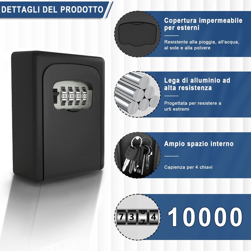 DIYGEEK Key Safe with Combination Code, Key Cabinet with 4-Digit