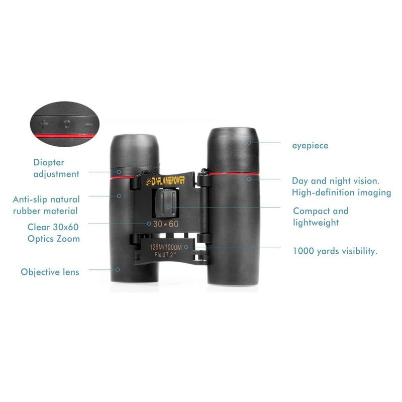 DFlamepower Mini Binoculars 30x60 Compact Folding Telescope with Waterproof for