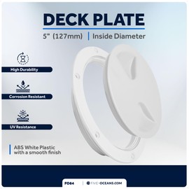 Five Oceans 5" Boat Hatch, Marine Access Hatch, Round Inspection Deck Plate Hatch with Detachable Cover, UV Resistant ABS White Plastic, for Pontoon, Fishing Boat, Bass Boat, Yacht, Sailboat - FO84