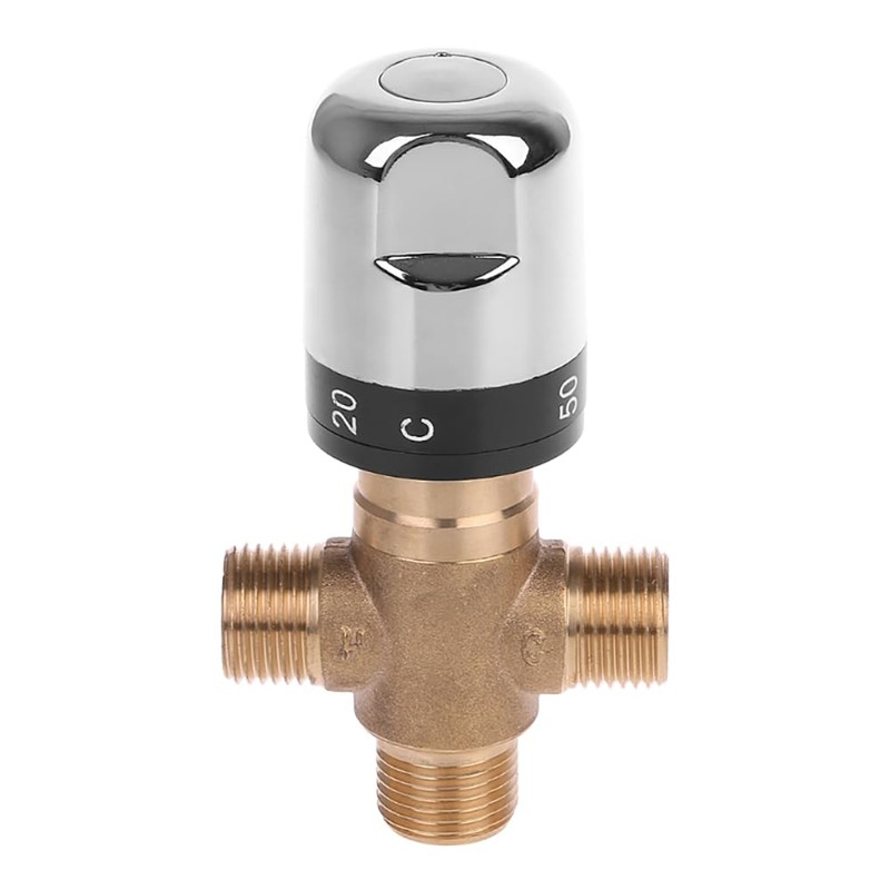 Brass Thermostatic Mixing Valve, 3 Way Water Temperature Pipe Basin