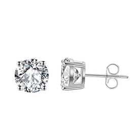 S925 Silver CZ Solitaire Stud Earrings PE35-P, Tiny Round CZ Stud, Simple Cubic Zirconia Stud Earrings, Sterling Silver Cubic Zirconia, Cubic Zirconia