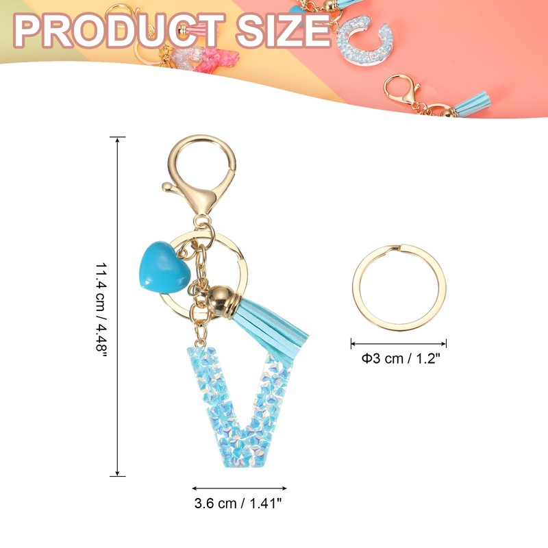 [PATIKIL] Alphabet Initial Letter Keychain Resin Cute Keychain with Tassel
