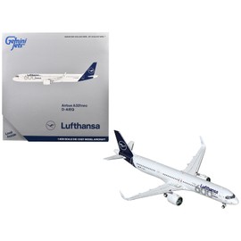 DCD Airbus A321neo Commercial Aircraft Diecast 1/400 Resin Toy White Dark Blue Celebrating Lufthansa' 600th Airbus D-AIEQ