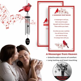 YOUNTASY Cardinal Gifts, Cardinal Wind Chimes, Cardinal Memorial Gifts for Loss of Loved One, Sympathy Gift Ideas for Bereavement, Condolence, Remembrance, Red Cardinal Figurine Decor, 26" Small Size