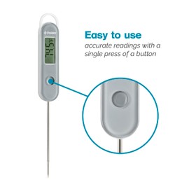 Polder Stable-Read Instant Read Thermometer (Gray), Digital Thermometer for Cooking, Food Thermometer, Cooking Thermometer with Easy-to-Read Digital Display
