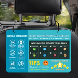 Aolamegs 5 Star Tips Sign for Rating Taxi Driver Appreciated Rideshare Signs,Customizable Service Perfect Rating Tips Accessories,9x6 Inches(2 Pack)