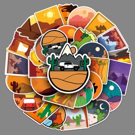 LYLSDSB Desert Stickers 50 Pcs Waterproof kawaii Landscape Sticker for Skateboard Water Bottle Laptop Luggage Helmet Computer Car Motorcycle,Cute Funny Desert Adventure Stickers for Teens Adults