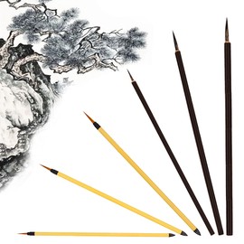 XCSJ 6 Pieces Chinese Calligraphy Brush, Small Brush, Painting Brush, Colouring Chinese Brush, Professional Calligraphy, Small for Detail Painting, Calligraphy, Writing Practice (A)