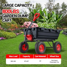 MERXENG 800 Lbs Heavy-Duty Poly Garden Dump Cart, Utility Dump Wagon Cart for Yard ,Farm
