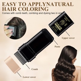 2-in-1 Hair Color Stick & Comb Disposable Hair Dye Pen for Silver Gray Hair Temporary Cover Hair Touch Up Pen Hair Dye Comb Sweat-Proof Safe for Women Men Roots Hairline Quick Fix Stick (Dark Brown)