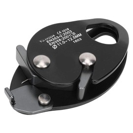 Descensor de escalada, aleación de acero con autofrenación, parada, cuerda de escalada, abrazadera, anillo de rappel, equipo de seguridad de escalada apto para cuerda de 11-12.5 mm(12*8*3cm-negro)