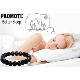 ysister Anti-swelling Black Obsidian Anklet, Pack of 2, Obsidian Anklet Slimming, Black Obsidian Anklet, Lymphatic Drainage Adjustable Obsidian Anklet for Men / Women, 8 mm, Stone