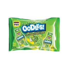 Only Kosher Candy Green Apple Flavored Tiny Tangy Fruity Chews Multi Pack Oodles, Kosher Parve Candy 14 Pouch Pack, 0.56 Ounce Per Pouch (Pack of 3)