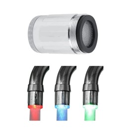 Temperature Sensitive 3 Color Gradient LED Water Faucet Colors Changing LED Water Stream Faucet Tap Cold and Hot Water Mixer Sink Tap for Kitchen and Bathroom